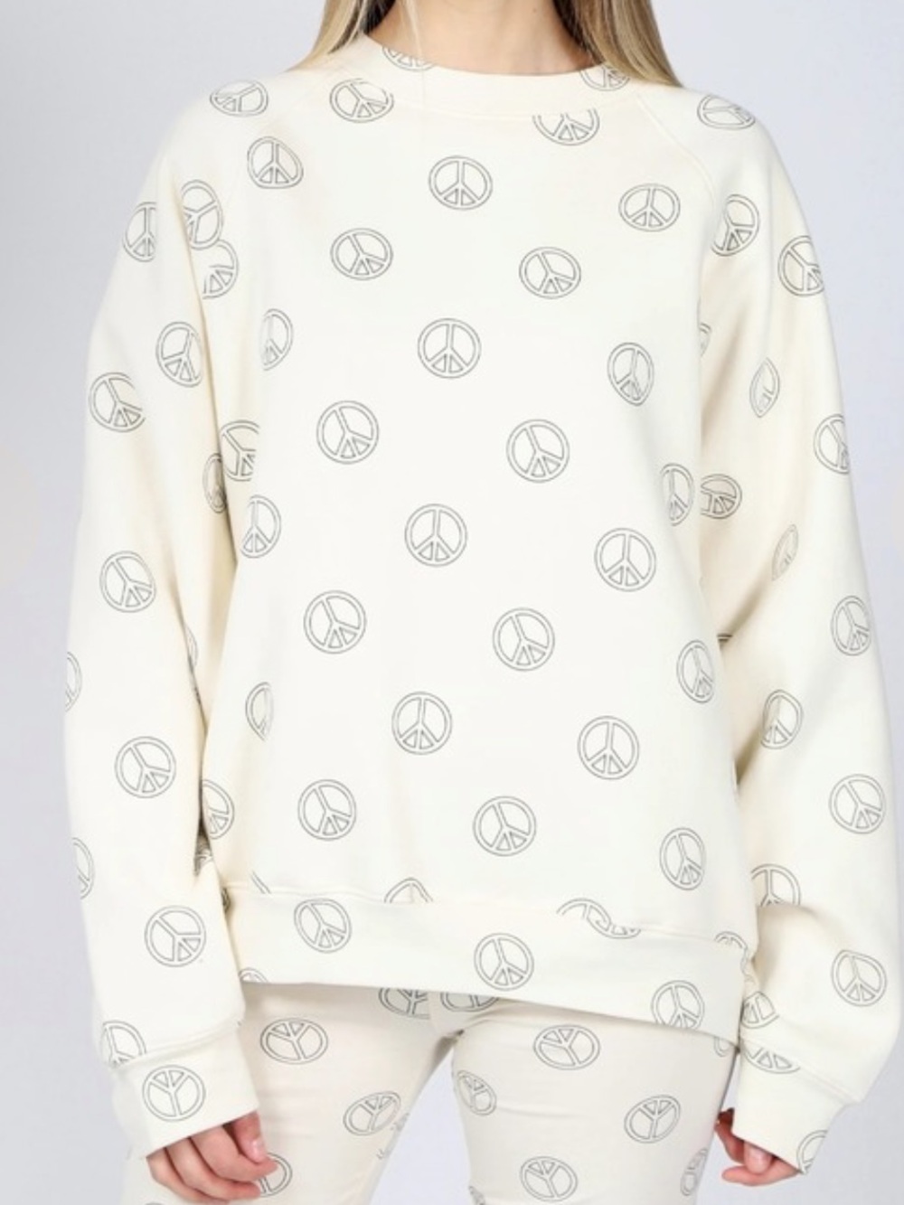 Brunette The Label Oversized The Peace Sign Not Your Boyfriend's Crew sweatshirt